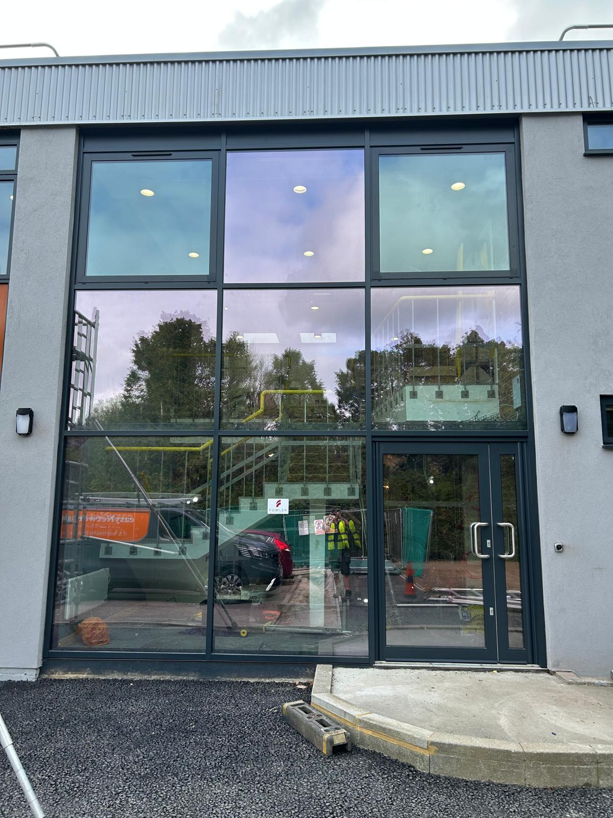 Sprayed frameless glass balustrade